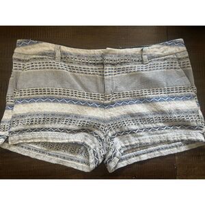 Merona Blue White Woven Geometric Stripe Chino Shorts Size 10 100% Cotton